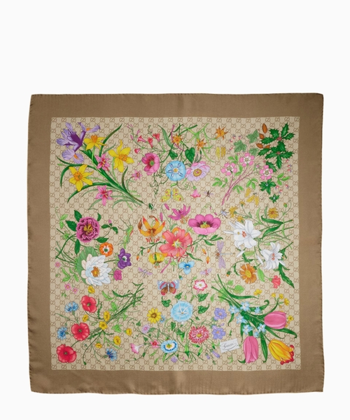 Printed GG silk twill carré