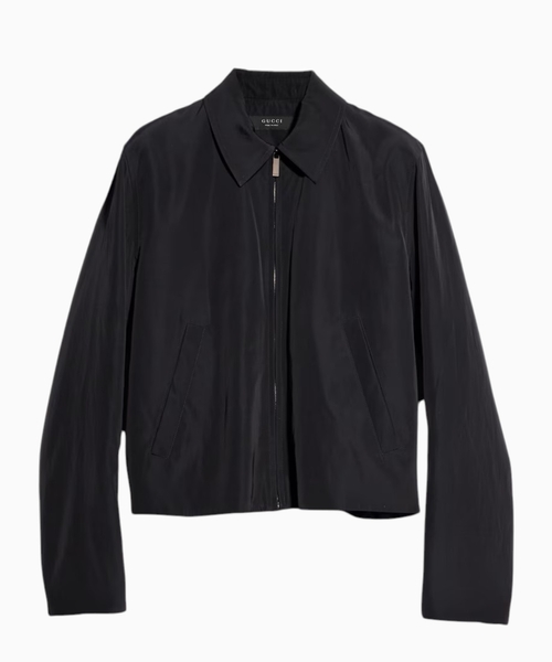 Cotton acetate faille zip jacket