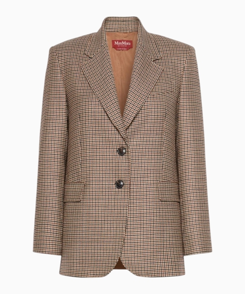 Single-breasted blazer in yarn-dyed wool