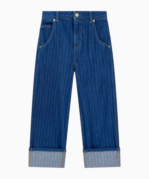 Wide-leg denim jeans with stripes