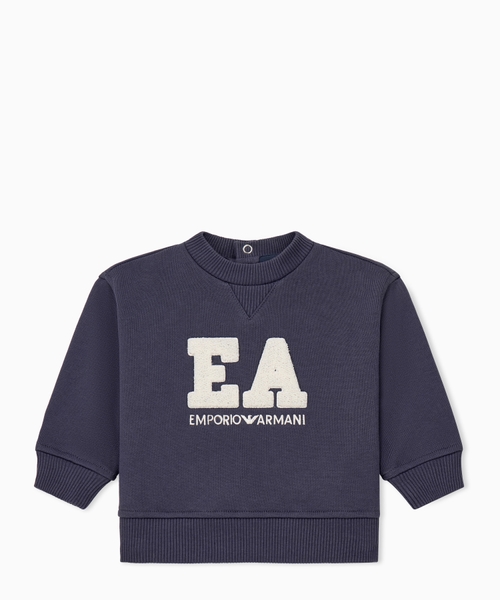 Cotton fleece sweatshirt with logo and back button placket