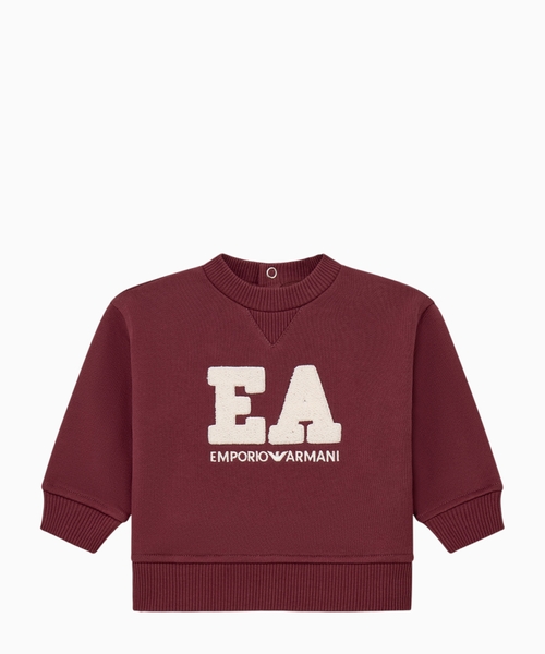 Cotton fleece sweatshirt with logo and back button placket