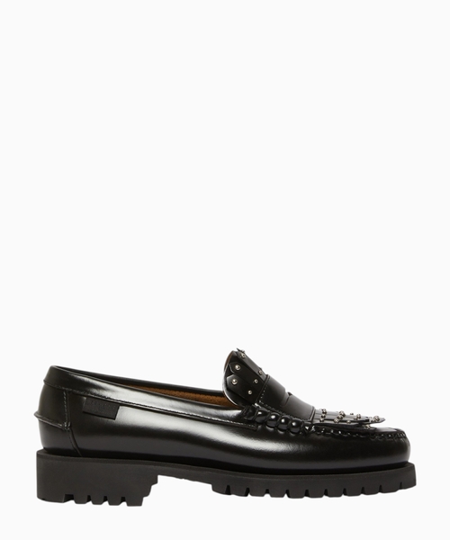 Leather loafers with micro studs