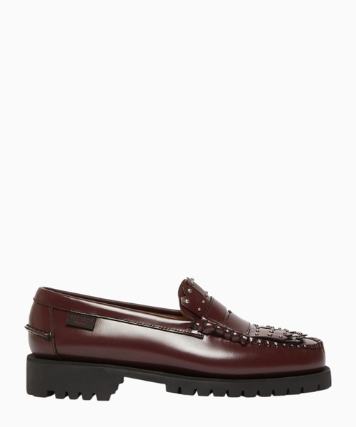 Leather loafers with micro studs