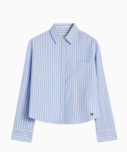 Striped poplin boxy shirt