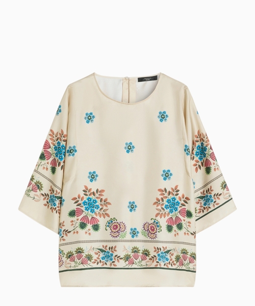 Printed silk twill blouse