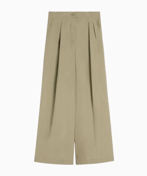 Wide-leg cotton poplin trousers
