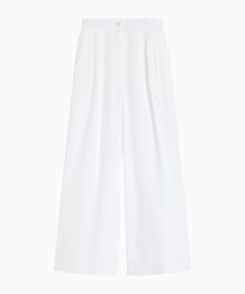 Wide-leg cotton poplin trousers