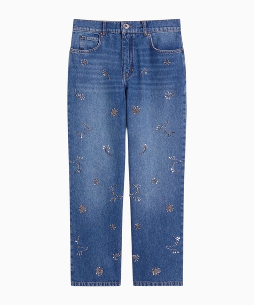 Embroidered denim jeans