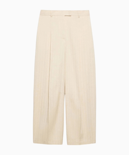 Wide-leg linen and cotton trousers