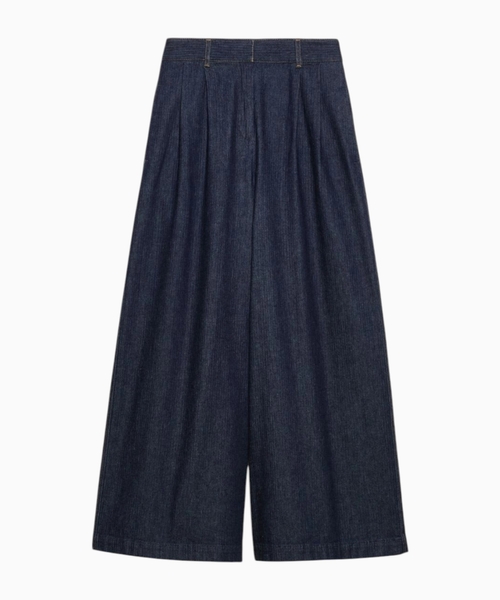 Textured denim culottes