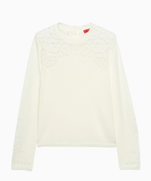 Pointelle-knit cotton jumper