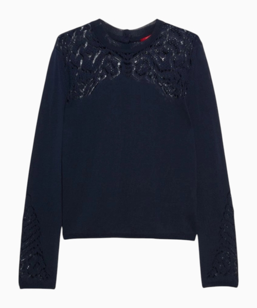 Pointelle-knit cotton jumper