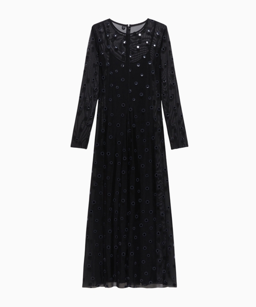Polka-dot tulle-jersey dress