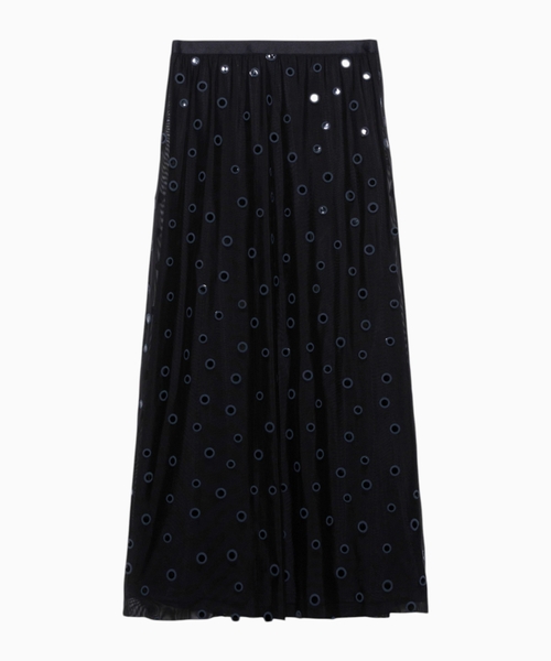 Polka-dot tulle-jersey skirt