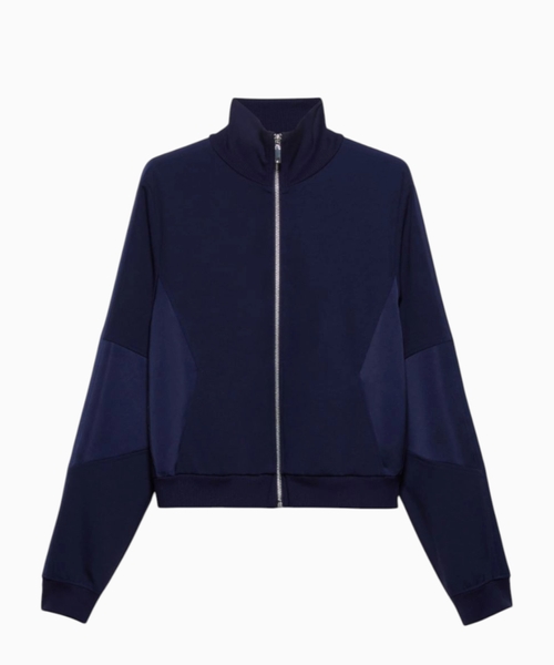 Jersey and satin zip sweatshirt