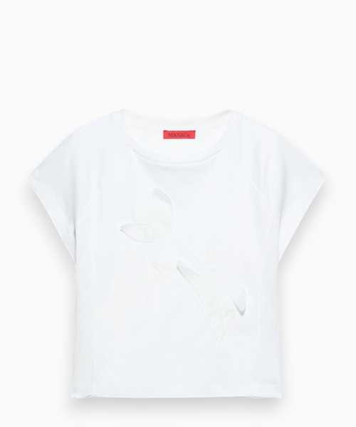Floral-embroidered T-shirt