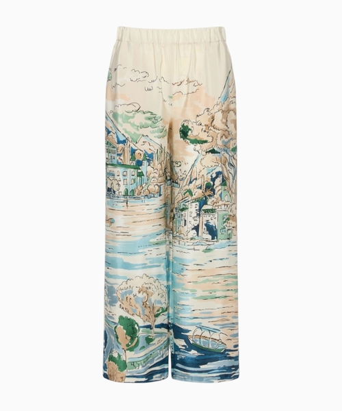Printed silk trousers