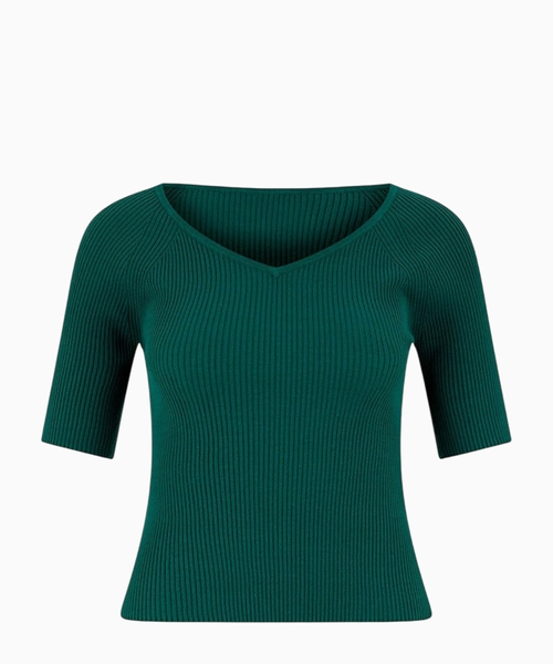 Rib-knit stretch viscose top