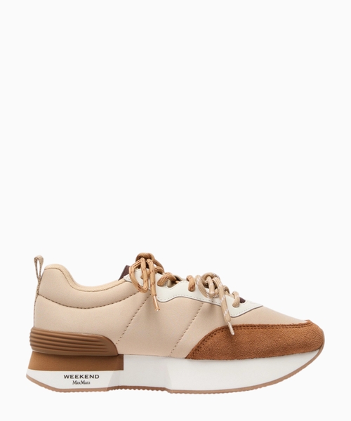 Technical fabric and split-leather trainers