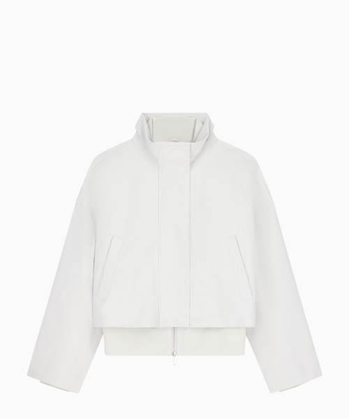 Blouson jacket in brushed techno cotton with a metal zipper