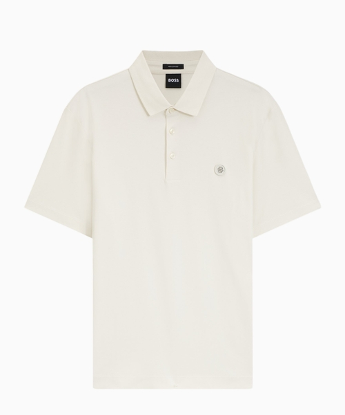 Cotton polo shirt with tonal logo badge