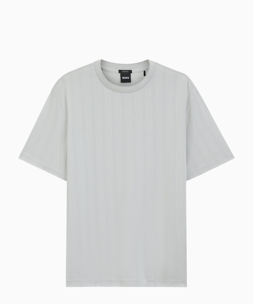 Regular-fit T-shirt in cotton with raised jacquard structure