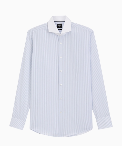 Slim-fit shirt in striped cotton twill