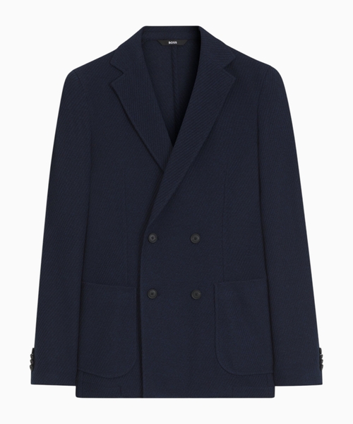 Double-breasted slim-fit blazer in cotton