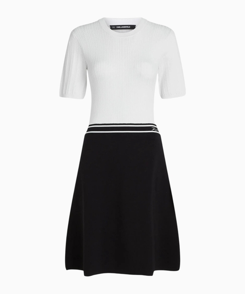 Two-tone knit dress with logo