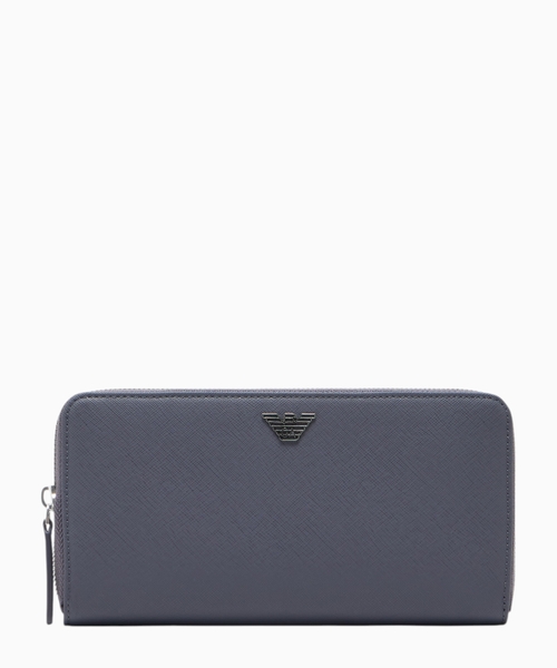 Zip-around wallet with eagle plate