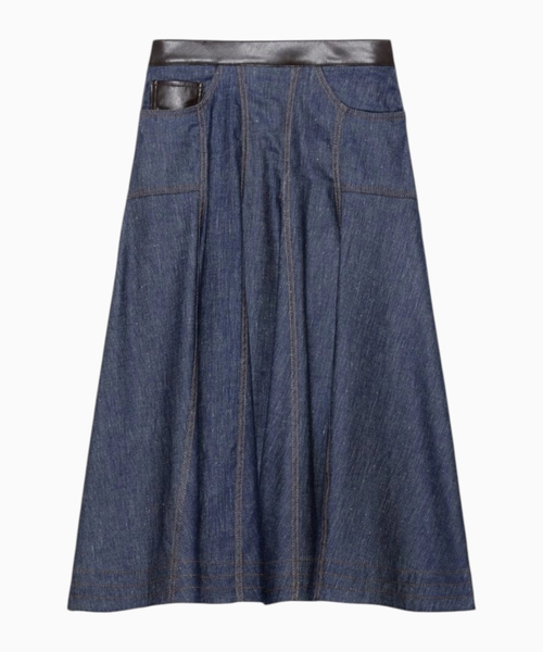 Pambıq və kətan denim ətək