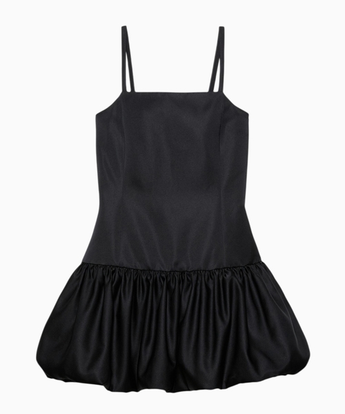Satin balloon hem mini dress
