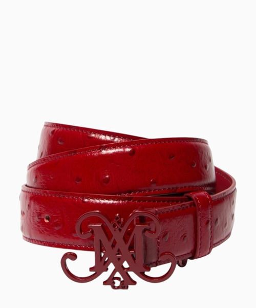 Emblem buckle leather belt