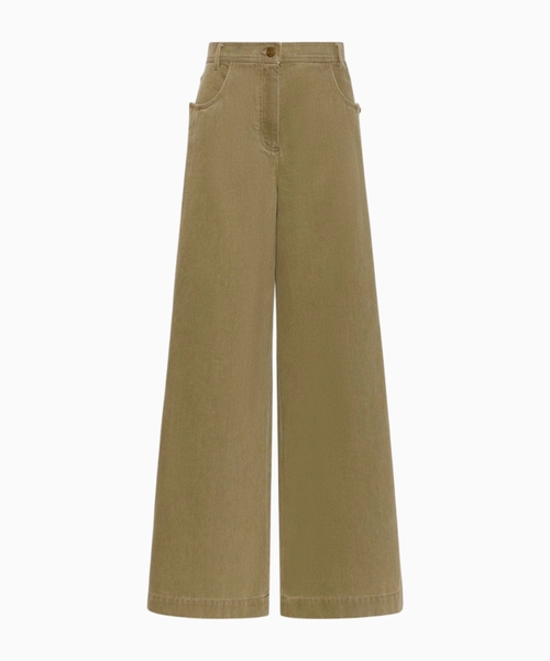Coated cotton bull denim trousers