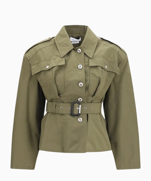 Cropped belted jacket