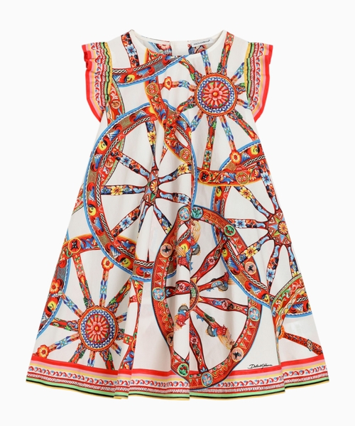 Carretto-print poplin dress