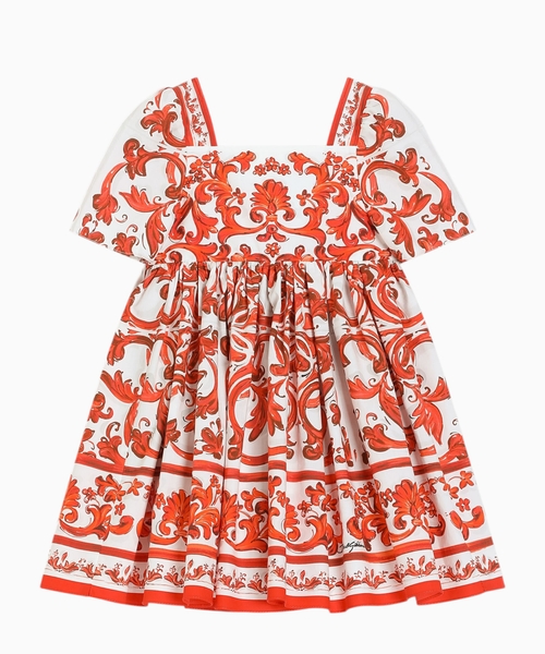 Majolica-print poplin dress