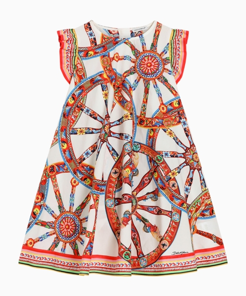 Carretto-print poplin dress