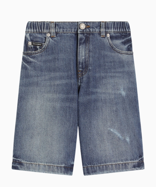 Denim bermuda shorts with logo