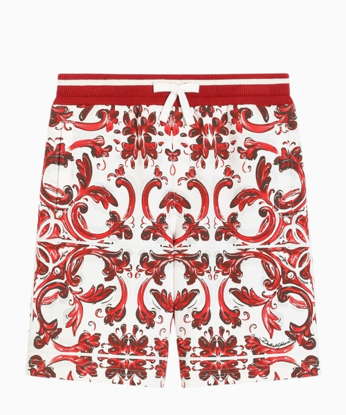 Majolica-print fleece bermuda shorts