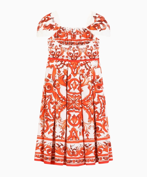 Majolica-print poplin dress