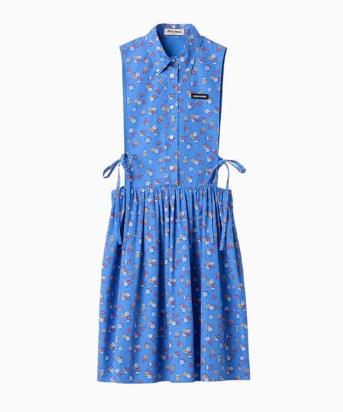 Poplin side tie dress