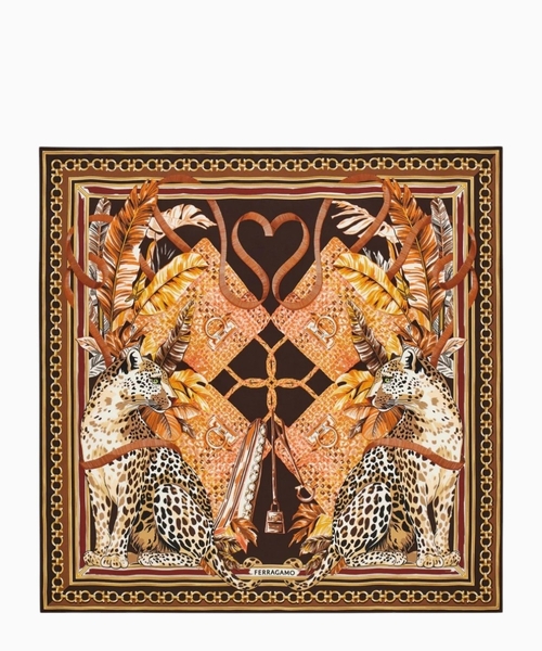 Leopards print silk scarf