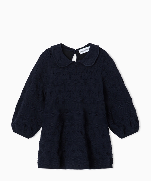 Dress in textured knit with a Peter Pan collar