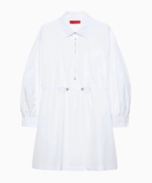 Drawstring poplin shirt dress