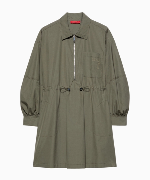 Drawstring poplin shirt dress