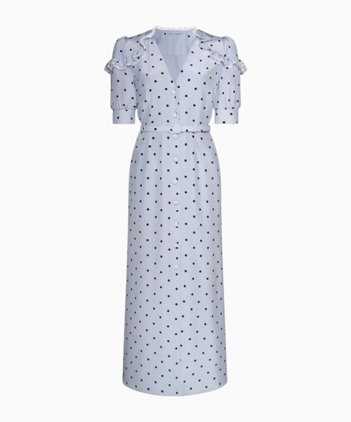 Polka-dot silk midi dress