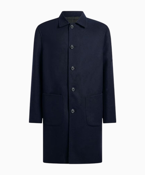 Reversible wool-blend coat