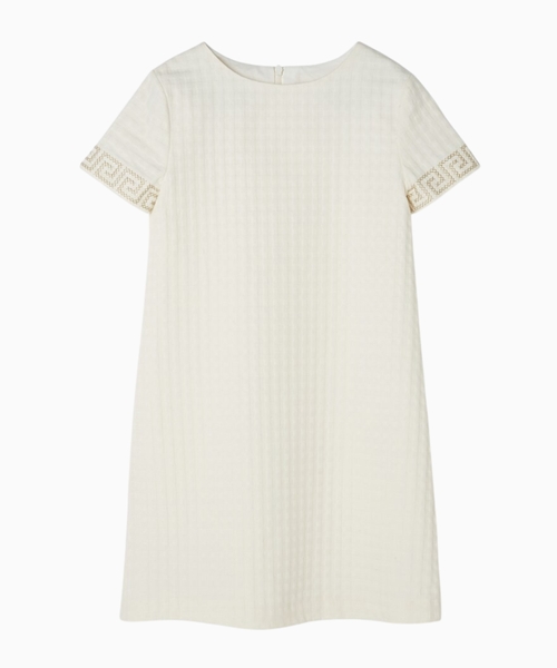 Micro-check jacquard cotton dress